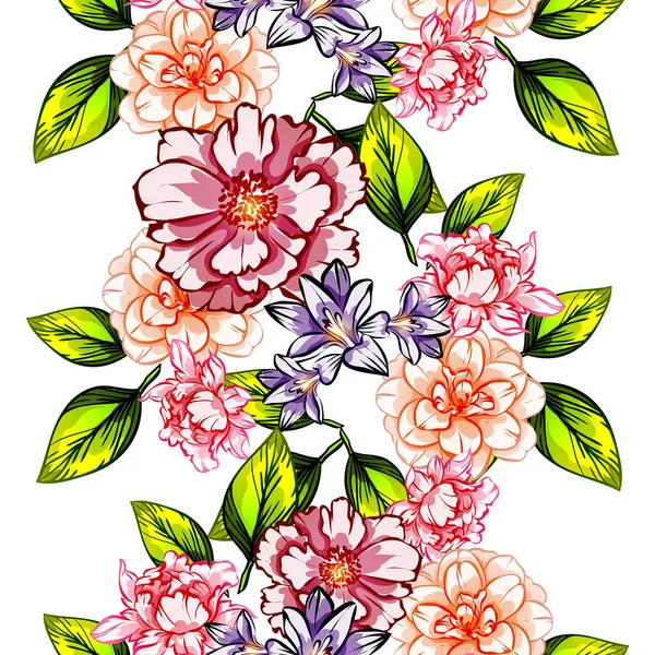 Naadloze Vintage Stijl Bloemenpatroon Floral Elementen Kleur — Stockvector