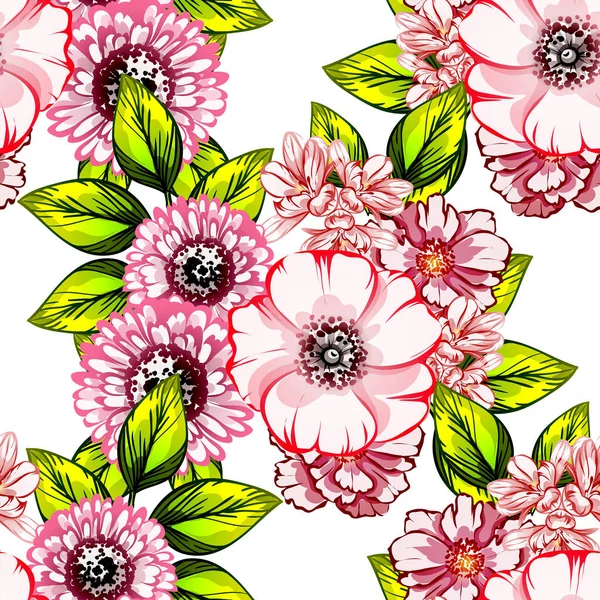 Sorunsuz vintage tarzı çiçek deseni. Renkli çiçek öğeleri