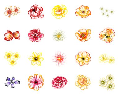 Sorunsuz vintage tarzı çiçek deseni. Renkli çiçek öğeleri