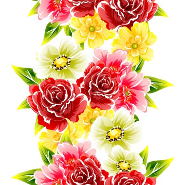 Sorunsuz vintage tarzı çiçek deseni. Renkli çiçek öğeleri