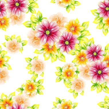 Sorunsuz vintage tarzı çiçek deseni. Renkli çiçek öğeleri