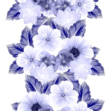 Sorunsuz vintage tarzı koyu mavi çiçek deseni. Çiçek öğeleri.