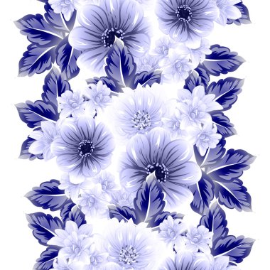 Sorunsuz vintage tarzı koyu mavi çiçek deseni. Çiçek öğeleri.
