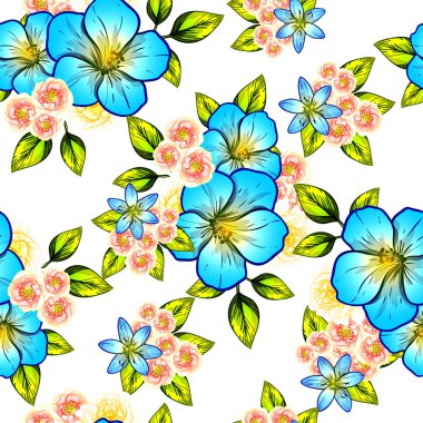 Sorunsuz vintage tarzı çiçek deseni. Renkli çiçek öğeleri