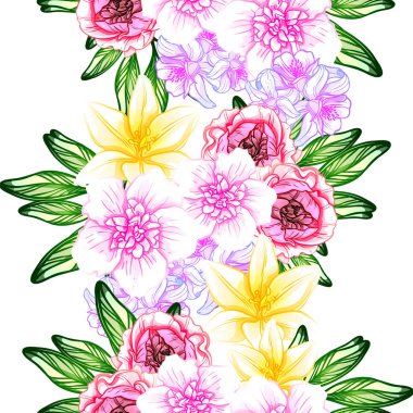 Sorunsuz vintage tarzı çiçek deseni. Renkli çiçek öğeleri