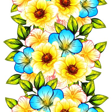 Sorunsuz vintage tarzı çiçek deseni. Renkli çiçek öğeleri