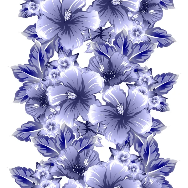 Style Vintage Sans Couture Motif Fleurs Bleu Foncé Éléments Floraux — Image vectorielle