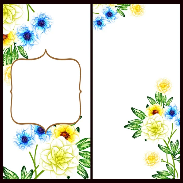 Conjunto Tarjetas Boda Flores Estilo Vintage Elementos Marcos Florales — Archivo Imágenes Vectoriales