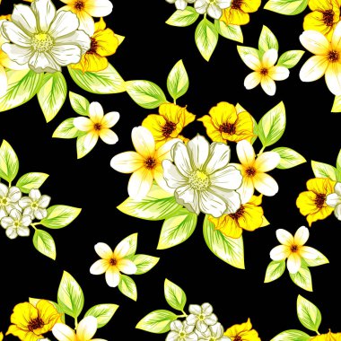 Sorunsuz vintage tarzı çiçek deseni. Renkli çiçek öğeleri