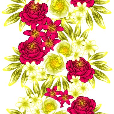 Sorunsuz vintage tarzı çiçek deseni. Renkli çiçek öğeleri