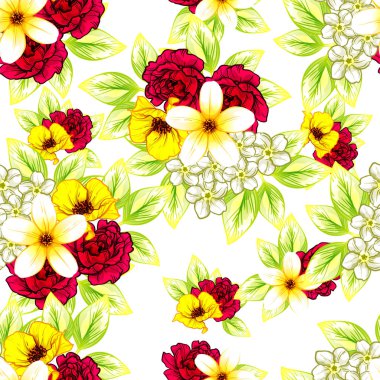 Sorunsuz vintage tarzı çiçek deseni. Renkli çiçek öğeleri