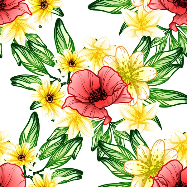 Naadloze Vintage Stijl Bloemenpatroon Floral Elementen Kleur — Stockvector