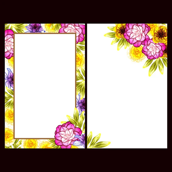 Vintage Style Flower Wedding Cards Set Floral Elements Frames — Stock Vector