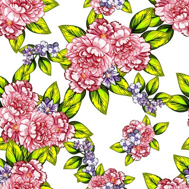 Sorunsuz vintage tarzı çiçek deseni. Renkli çiçek öğeleri