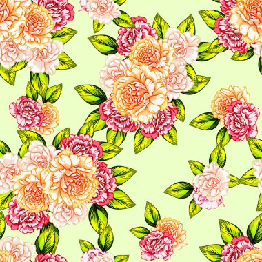 Sorunsuz vintage tarzı çiçek deseni. Renkli çiçek öğeleri