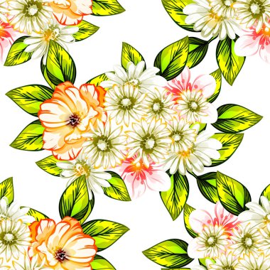 Sorunsuz vintage tarzı çiçek deseni. Renkli çiçek öğeleri