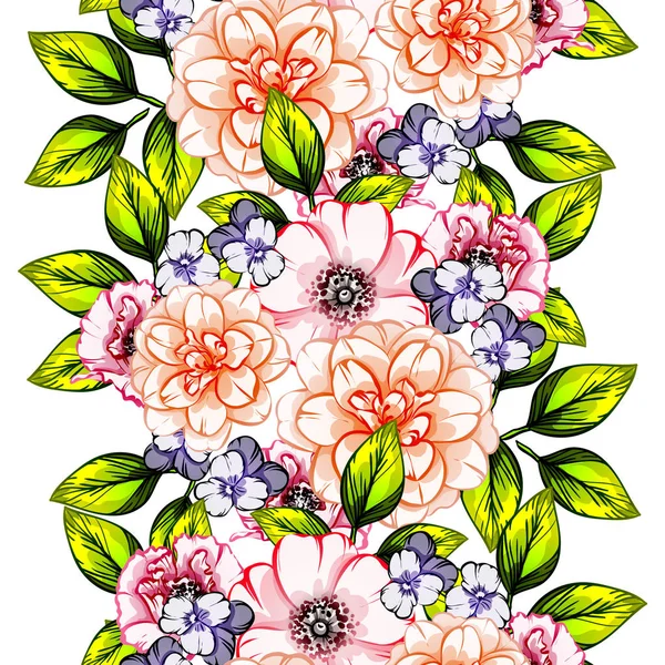 Naadloze Vintage Stijl Bloemenpatroon Floral Elementen Kleur — Stockvector