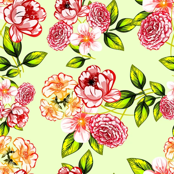 Modèle Fleur Style Vintage Sans Couture Éléments Floraux Couleur — Image vectorielle