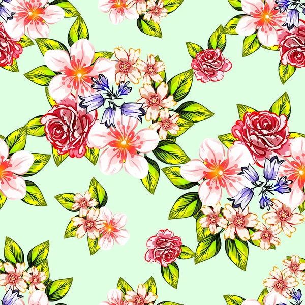 Nahtlose Blumenmuster Vintage Stil Florale Elemente Farbe — Stockvektor