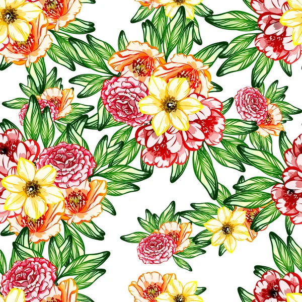 Naadloze Vintage Stijl Bloemenpatroon Floral Elementen Kleur — Stockvector