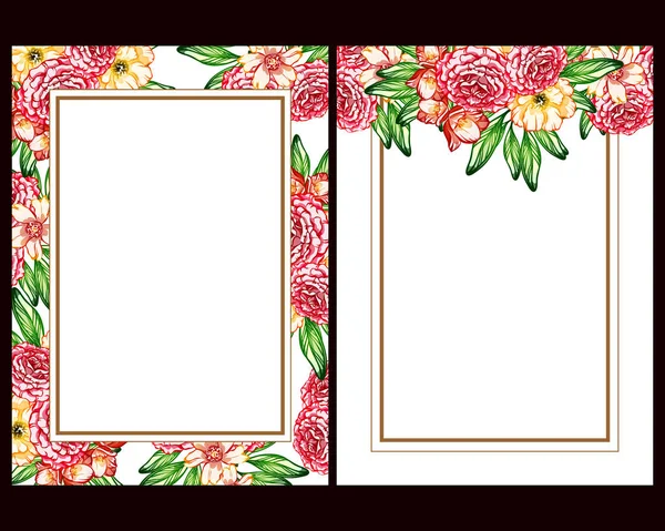 Set Carte Sposa Stile Vintage Elementi Cornici Floreali — Vettoriale Stock