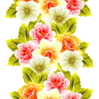 Sorunsuz vintage tarzı çiçek deseni. Renkli çiçek öğeleri