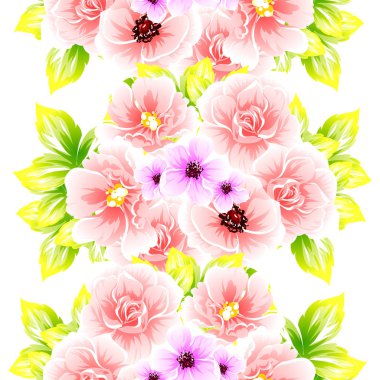 Sorunsuz vintage tarzı çiçek deseni. Renkli çiçek öğeleri