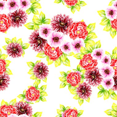 Sorunsuz vintage tarzı çiçek deseni. Renkli çiçek öğeleri