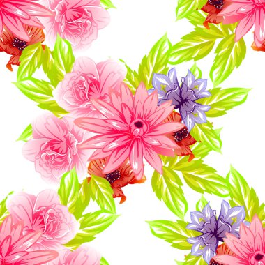 Sorunsuz vintage tarzı çiçek deseni. Renkli çiçek öğeleri