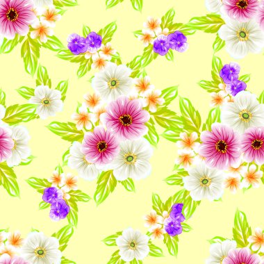 Sorunsuz vintage tarzı çiçek deseni. Renkli çiçek öğeleri