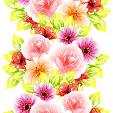 Sorunsuz vintage tarzı çiçek deseni. Renkli çiçek öğeleri