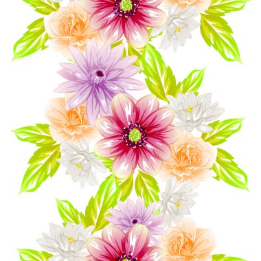 Sorunsuz vintage tarzı çiçek deseni. Renkli çiçek öğeleri
