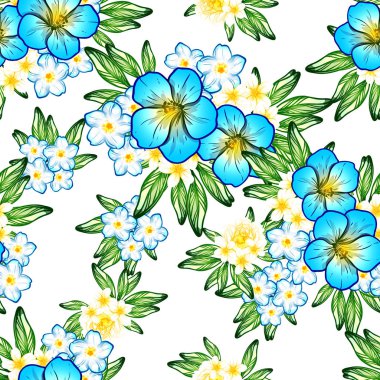 Sorunsuz vintage tarzı çiçek deseni. Renkli çiçek öğeleri