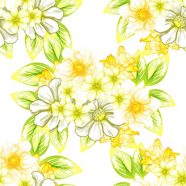 Sorunsuz vintage tarzı çiçek deseni. Renkli çiçek öğeleri