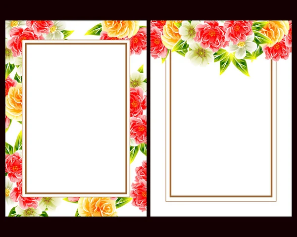 Conjunto Tarjetas Boda Flores Estilo Vintage Elementos Marcos Florales — Archivo Imágenes Vectoriales