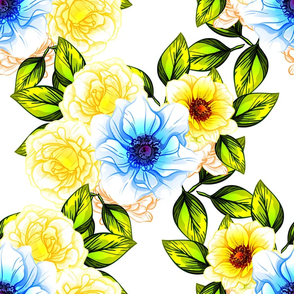 Sorunsuz vintage tarzı çiçek deseni. Renkli çiçek öğeleri