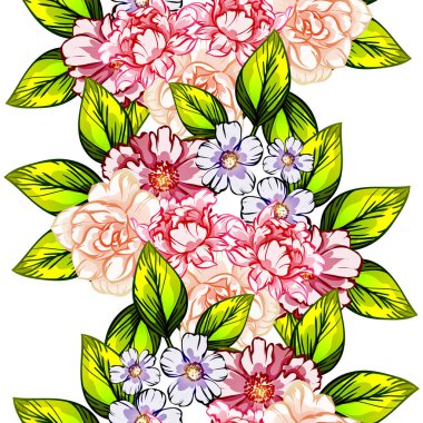 Sorunsuz vintage tarzı çiçek deseni. Renkli çiçek öğeleri