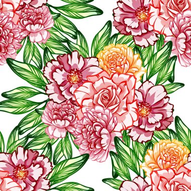 Sorunsuz vintage tarzı çiçek deseni. Renkli çiçek öğeleri