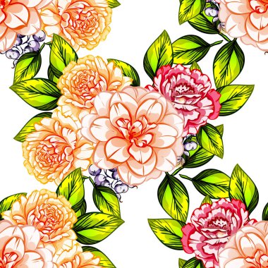 Sorunsuz vintage tarzı çiçek deseni. Renkli çiçek öğeleri