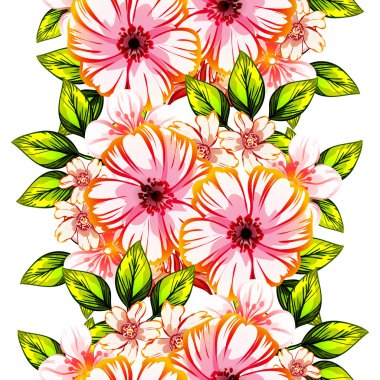 Sorunsuz vintage tarzı çiçek deseni. Renkli çiçek öğeleri