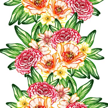 Sorunsuz vintage tarzı çiçek deseni. Renkli çiçek öğeleri