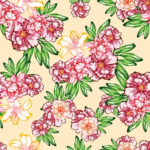 Naadloze Vintage Stijl Bloemenpatroon Floral Elementen Kleur — Stockvector