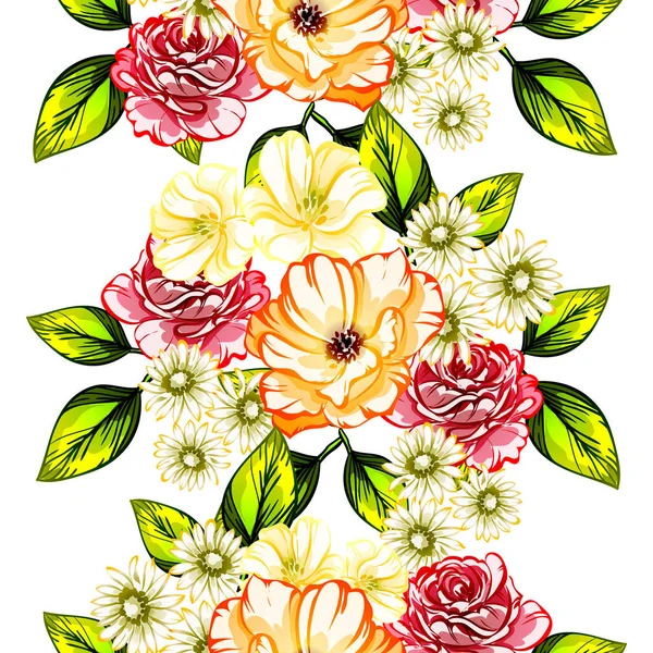 Naadloze Vintage Stijl Bloemenpatroon Floral Elementen Kleur — Stockvector