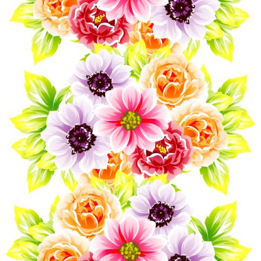 Sorunsuz vintage tarzı çiçek deseni. Renkli çiçek öğeleri