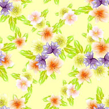 Sorunsuz vintage tarzı çiçek deseni. Renkli çiçek öğeleri