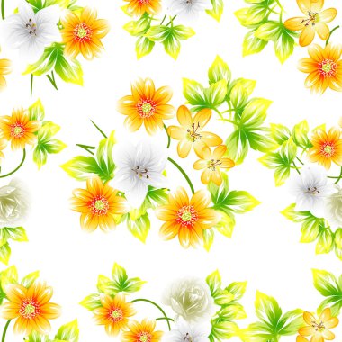 Sorunsuz vintage tarzı çiçek deseni. Renkli çiçek öğeleri