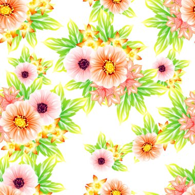 Sorunsuz vintage tarzı çiçek deseni. Renkli çiçek öğeleri
