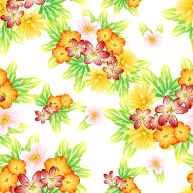 Sorunsuz vintage tarzı çiçek deseni. Renkli çiçek öğeleri