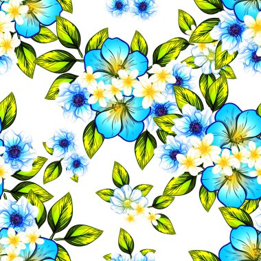 Sorunsuz vintage tarzı çiçek deseni. Renkli çiçek öğeleri