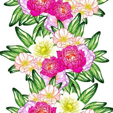 Sorunsuz vintage tarzı çiçek deseni. Renkli çiçek öğeleri